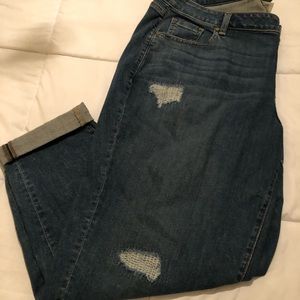 Dark color denim jeans